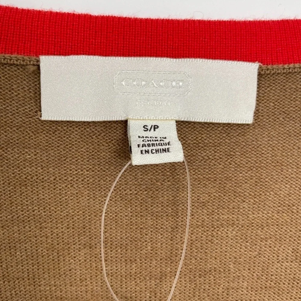 Coach Cardigan Sweater  Women S 100% Merino Wool Designer Old Money Quite Luxury